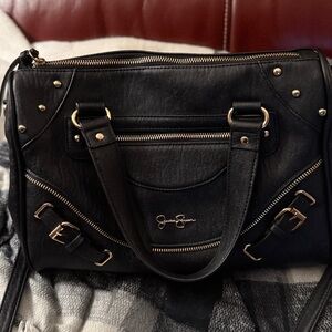 Jessica Simpson Black Satchel with Gold Accents